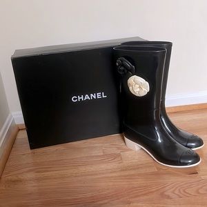 Chanel tall rain boots
